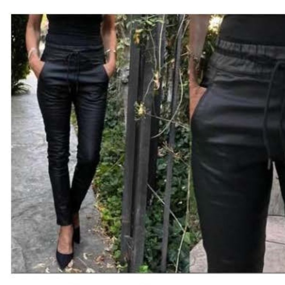 Flog – Black Shely Vegan Leather Jogger Pants Size 30